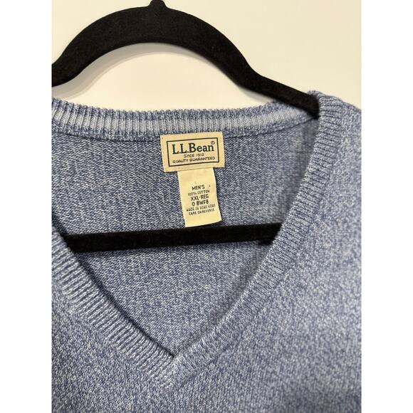 L.L Bean Sweater V Neck Long Sleeve Cotton Blue Relaxed Fit Men's Size XXL - Picture 2 of 8